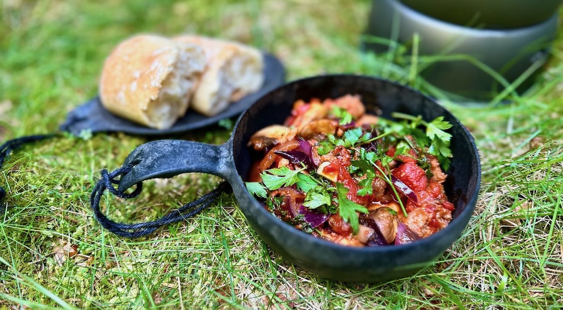 Ennerdale Herby Sausage Hot Pot (cooked outdoors with Georgia)