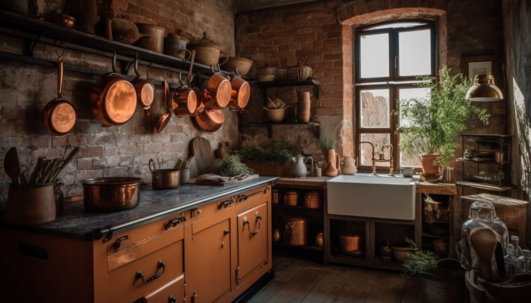 Rustic kitchen with modern appliances inside generated by artificial intelligence