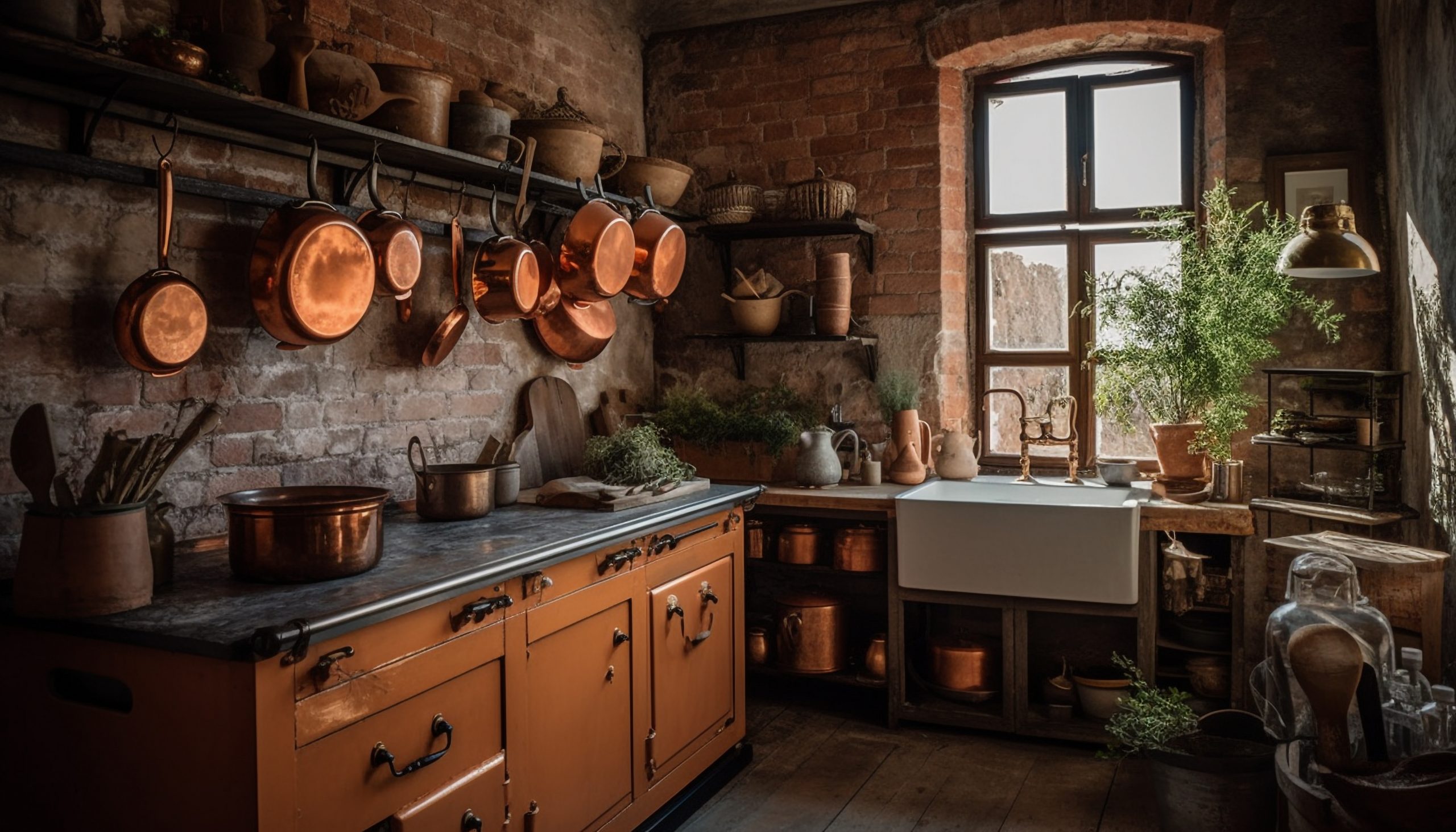 Rustic kitchen with modern appliances inside generated by artificial intelligence
